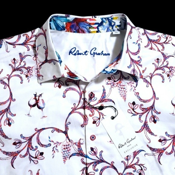 NEW Robert Graham Exclusive Floral Large White Colorful Classic Fit Sport Shirt - Picture 3 of 12